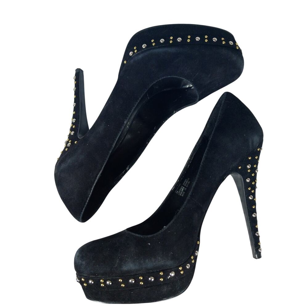 STEVE MADDEN! TRISTANO BLACK GENUINE SUEDE LEATHER MICRO STUDDED BOOTS! SZ 9M